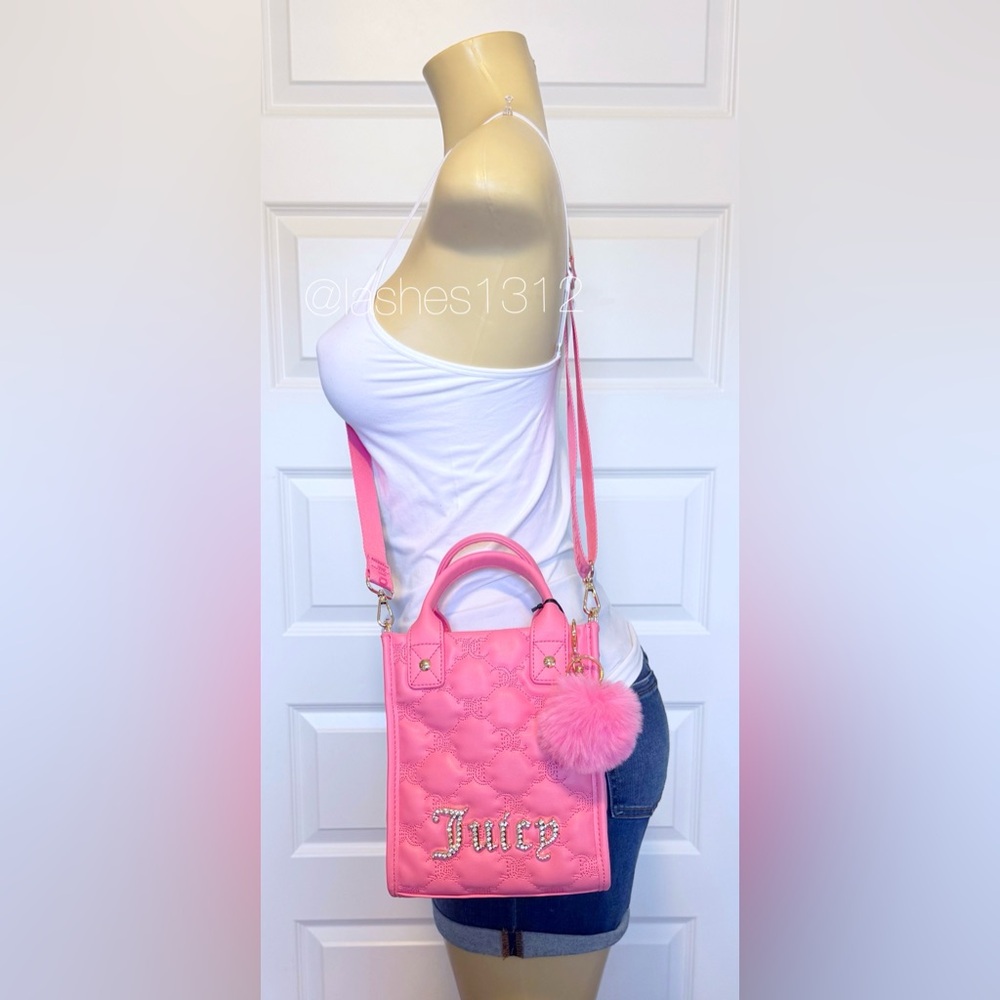 JUICY COUTURE Purse Taking the Lead Mini Crossbody Tote Bag  w/ Pouch - Pink - Picture 8 of 9